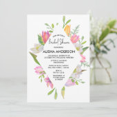 Invitation Aquarelle rose Tulipe Fête des mariées florale (Debout devant)