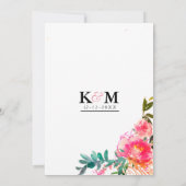 Invitation Aquarelle rose turquoise ampersan mariage floral (Dos)