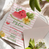 Invitation Aquarelle rose un dans un Melon fille premier anni
