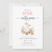 Invitation Aquarelle rose une oie sotte fête d'anniversaire (Devant)