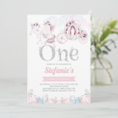 Invitation Aquarelle rose Unicorn Fairytale Premier anniversa (Debout devant)