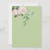 Invitation Aquarelle rose vert élégant (Dos)