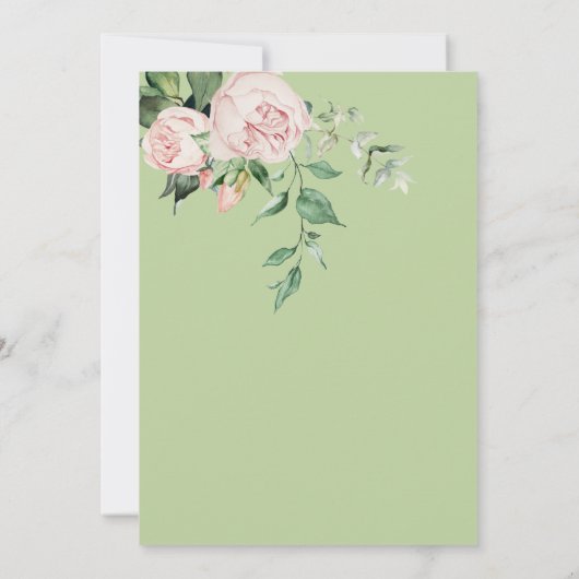 Invitation Aquarelle rose vert élégant (Dos)