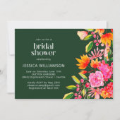 Invitation Aquarelle rose vert orange Fête des mariées floral (Devant)