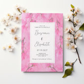 Invitation Aquarelle rose vert orchidée fleurs Mariage