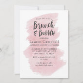 Invitation Aquarelle rose vierge moderne Brunch et mousseux (Devant)
