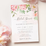 Invitation Aquarelle rose vif Fête des mariées de pivoine flo<br><div class="desc">Une élégante invitation à la douche nuptiale florale avec des pivoines d'aquarelle rose vif et des roses avec une calligraphie manuscrite moderne. Ce magnifique design est parfait pour les mariages de printemps et d'été avec un thème romantique ou vintage.</div>