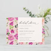 Invitation Aquarelle rose vif Fête des mariées florale (Debout devant)