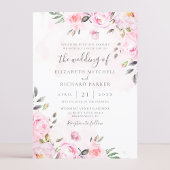 Invitation Aquarelle rose vif Mariage de pivoine florale