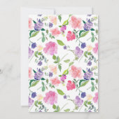 Invitation Aquarelle rose violet Baby shower Floral (Dos)