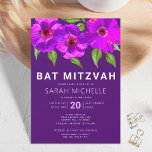 Invitation Aquarelle rose violet bat mitzvah Floral Moderne<br><div class="desc">Soyez fier, réjouissez-vous et présentez ce jalon de votre Bat mitzvah préféré avec cette invitation sophistiquée et personnalisée ! Une aquarelle chic, étonnante et violette rose avec un type de san serif moderne recouvre un arrière - plan de prune violet foncé. Personnalisez le texte personnalisé avec le nom, la date...</div>