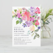 Invitation Aquarelle rose violet Fête des mariées florale (Debout devant)