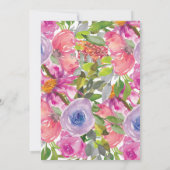Invitation Aquarelle rose violet Fleur sauvage n'importe quel (Dos)
