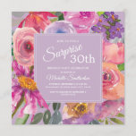 Invitation Aquarelle rose violet Fleurs sauvages 30e annivers<br><div class="desc">Elégante botanique violet et rose floral sur carré rose surprise 30ème anniversaire invitation à la fête. Le texte,  la police,  la taille de police et la couleur sont entièrement personnalisables,  donc cette carte peut être customisée pour répondre parfaitement à vos besoins.</div>