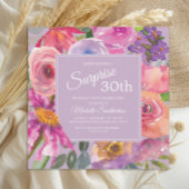 Invitation Aquarelle rose violet Fleurs sauvages 30e annivers