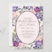 Invitation Aquarelle rose violet Jardin Fête des mariées flor (Devant)
