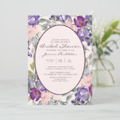 Invitation Aquarelle rose violet Jardin Fête des mariées flor (Debout devant)