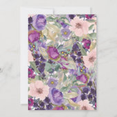 Invitation Aquarelle rose violet Jardin Fête des mariées flor (Dos)