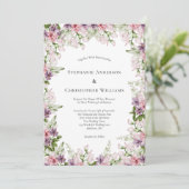 Invitation Aquarelle rose violet Mariage de verdure fleurie (Debout devant)