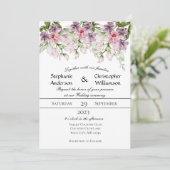 Invitation Aquarelle rose violet Mariage de verdure fleurie (Debout devant)