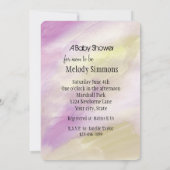 Invitation Aquarelle rose violet or Baby shower (Dos)