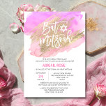 Invitation Aquarelle rose violet or BAT MITZVAH étoile David<br><div class="desc">Invitations d'aquarelle moderne pour BAT MITZVAH. Parfait pour la célébration juive de 12 ans "appelée à la TORAH". Couleurs dans les tons rose,  violet,  violet et pêche. Faux brosse à feuille d'or. Le dos de la carte porte le NOM HÉBREW.</div>