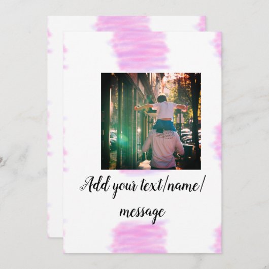 Invitation Aquarelle rose violet père fils papa ajouter l'ima (Devant / Derrière)