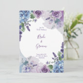 Invitation Aquarelle Rose Violette Hydrangea Bleue Couronne d (Debout devant)