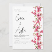 Invitation Aquarelle rose vive fleurs de fleurs Mariage (Devant)