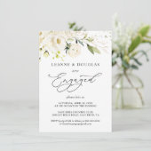 Invitation Aquarelle Roses blanches Foliing Engagement (Debout devant)