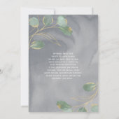 Invitation Aquarelle Roses Blanches Vert de gris Doré Mariage (Dos)