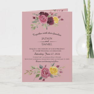 Invitation Aquarelle Roses de Bourgogne Country Pink