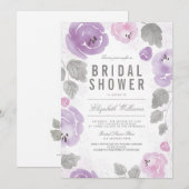 Invitation Aquarelle Roses Fête des mariées romantique Invita (Devant / Derrière)