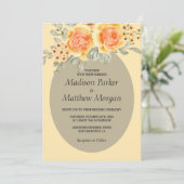 Invitation Aquarelle Roses Jaunes Mariage (Debout devant)