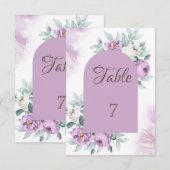 Invitation Aquarelle Roses Lilas (Devant / Derrière)
