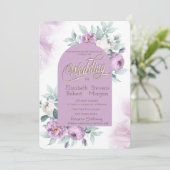 Invitation Aquarelle Roses Lilas Points Wedding (Debout devant)