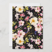 Invitation Aquarelle Roses rose et jaune sur Noir, Anniversai (Dos)