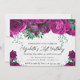 Invitation Aquarelle Roses Roses 21e Anniversaire