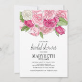 Invitation Aquarelle Roses Roses Roses Bridal Douche Invitati (Devant)