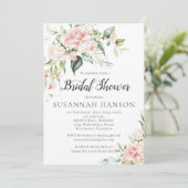 Invitation Aquarelle Roses roses roses Eucalyptus Fête des ma (Debout devant)