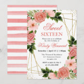 Invitation Aquarelle Roses Roses Roses Roses Or Frame Sweet 1 (Devant / Derrière)