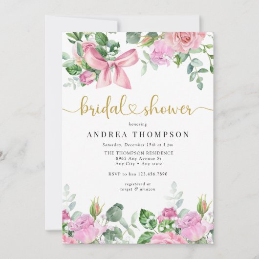 Invitation Aquarelle Roses Roses Roses Roses Roses Roses Rose (Devant)