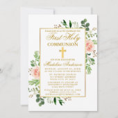 Invitation Aquarelle Roses Roses Roses Roses Verdure Première (Devant)