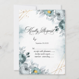 Invitation Aquarelle Roses Vert Menthe RSVP
