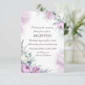 Invitation Aquarelle Roses Violettes Points Wedding (Debout devant)