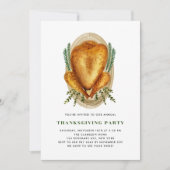 Invitation Aquarelle rôtie Turquie Thanksgiving Dîner (Devant)