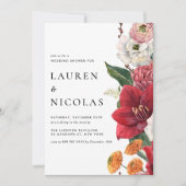 Invitation Aquarelle Rouge Amaryllis Wedding shower botanique (Devant)
