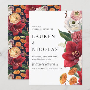 Invitation Aquarelle Rouge Amaryllis Wedding shower botanique