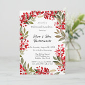 Invitation Aquarelle Rouge Berry Wreath Bridesmaigres Déjeune (Debout devant)