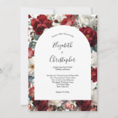 Invitation Aquarelle rouge blanc florale élégant (Devant)